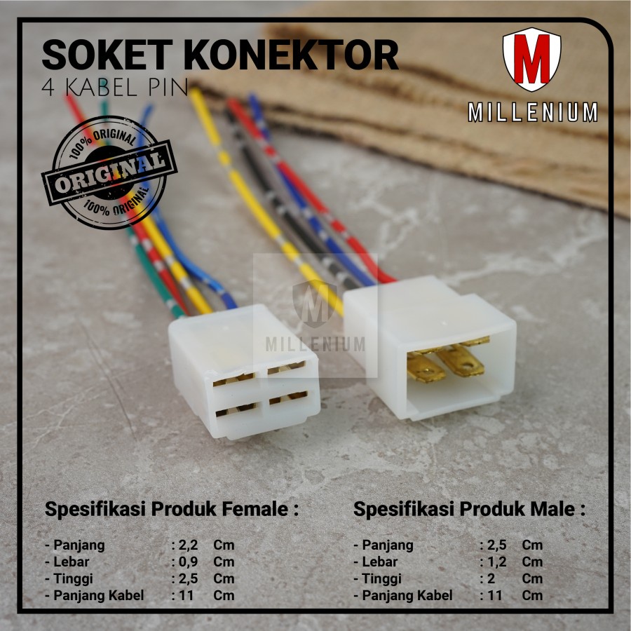 SOKET KONEKTOR KABEL 4 PIN / SOCKET SAMBUNG MOBIL MOTOR KABEL BINTIK