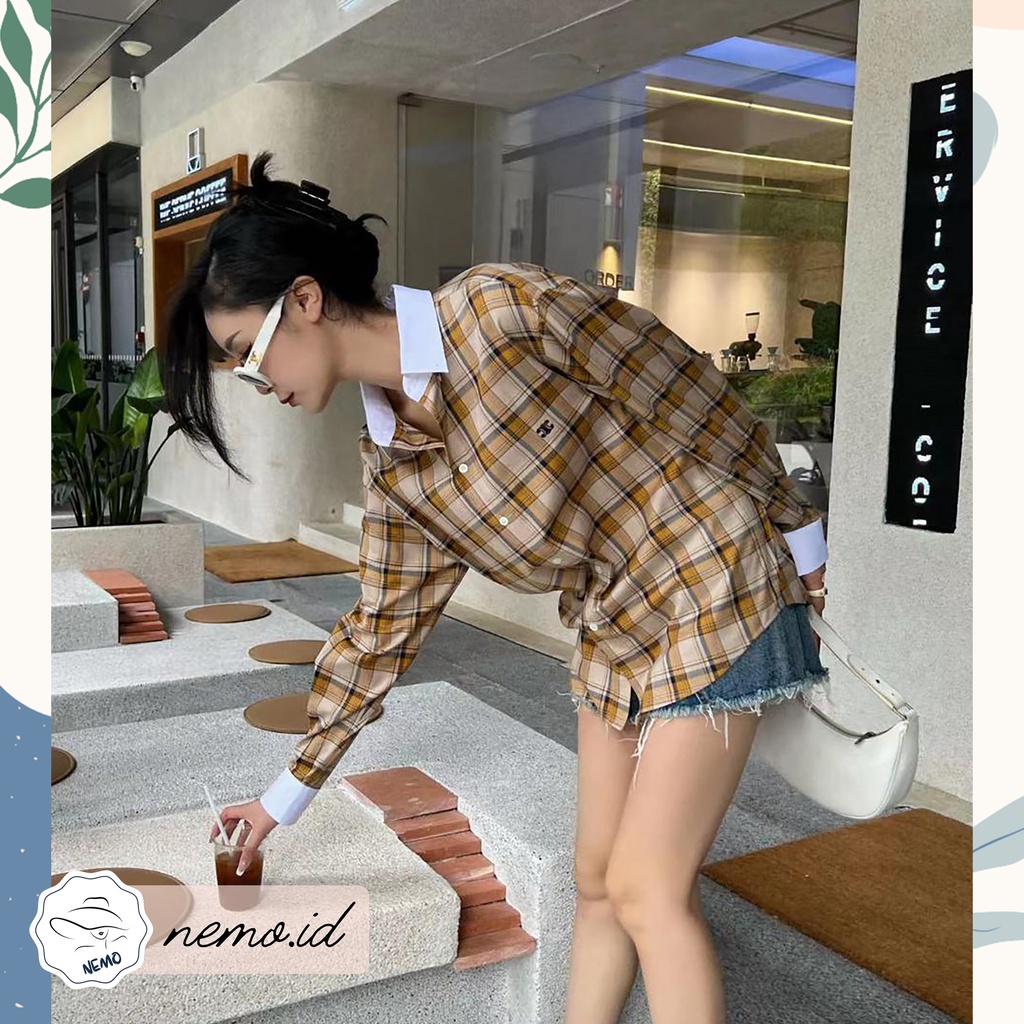 Kemeja Kotak-Kotak Wanita Premium