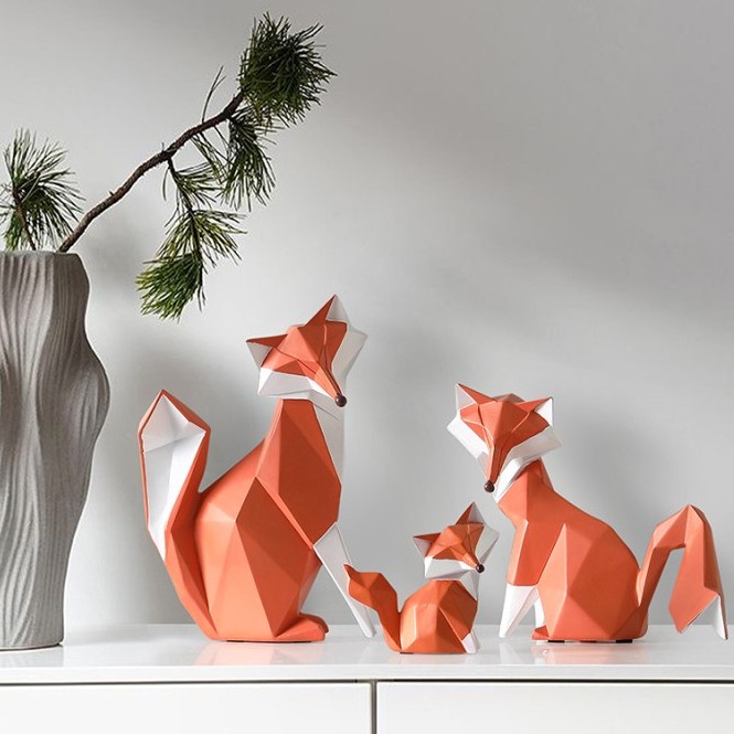 Pajangan Fox Ornament Nordic Fox Family Figure Rubah Nordic Dekorasi