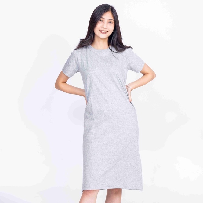 SF Mini Dress Katun Polos Abu Misty Wanita/Kaos Polos/Katun Premium/SOUTH FORMED