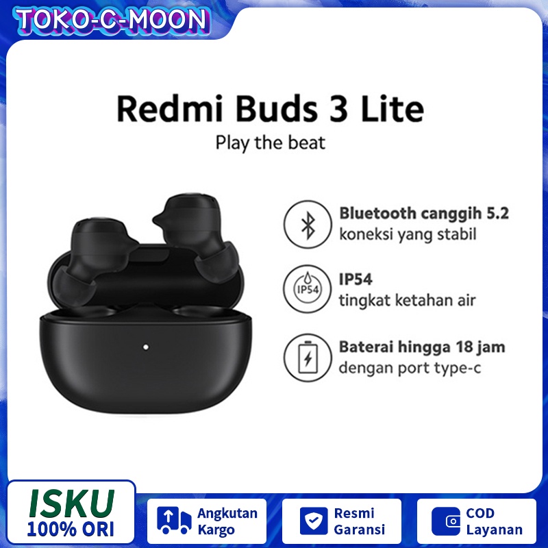 Promosi xiaomi Redmi Buds 3 Lite Original,20-hour Total Playback, Bluetooth 5.0, Super Low Latency,Harga Murah