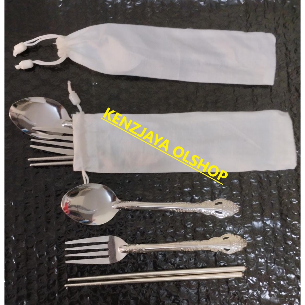 Sendok Set Stainless Alat Makan Sendok Garpu Sumpit Stainless Steel