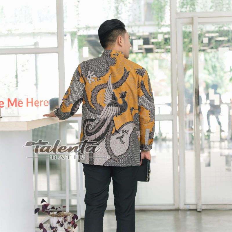 Batik Pria PREMIUM katun halus cendrawasih kuning