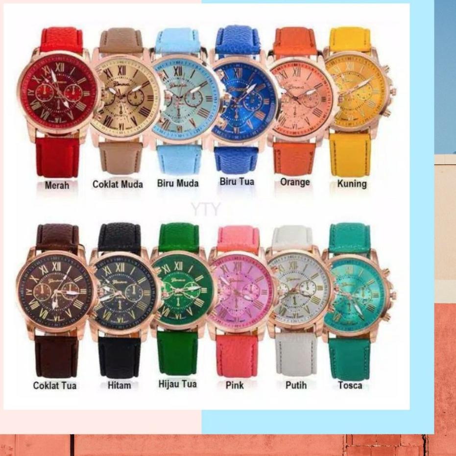 ㍽ (FREE BATERAI) [GENEVA] JAM TANGAN GENEVA KULIT JAM TANGAN FASHION WANITA ㊖