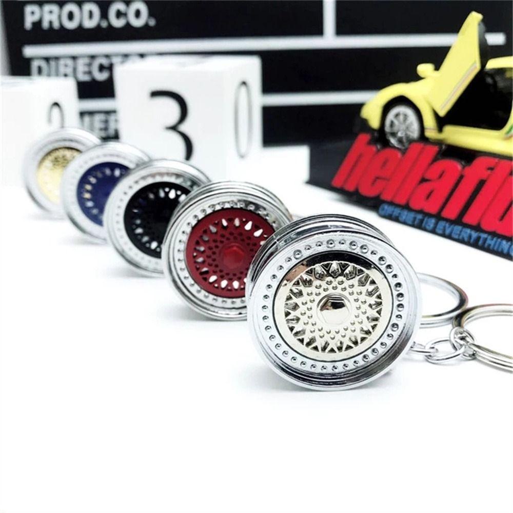 Lanfy Gantungan Kunci Roda Mobil Fasion Auto Part Miniatur 3D Keychain Rim Ban Roda Velg Model Wheel Rim Keyring