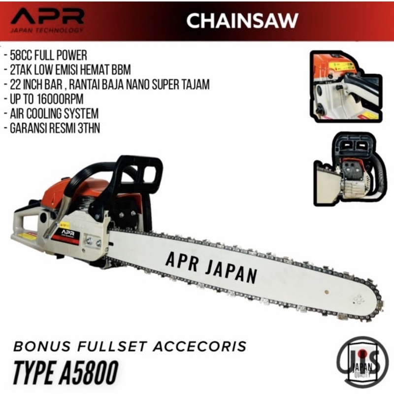 Mesin chain saw APR 22 inch japan technology mesin gergaji chainsaw potong kayu