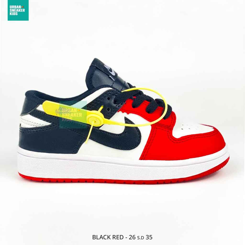 Sneakers Dunk Sepatu Anak Laki Laki Import Hitam Merah Usia 3-10 Tahun - Urban Sneaker Kids