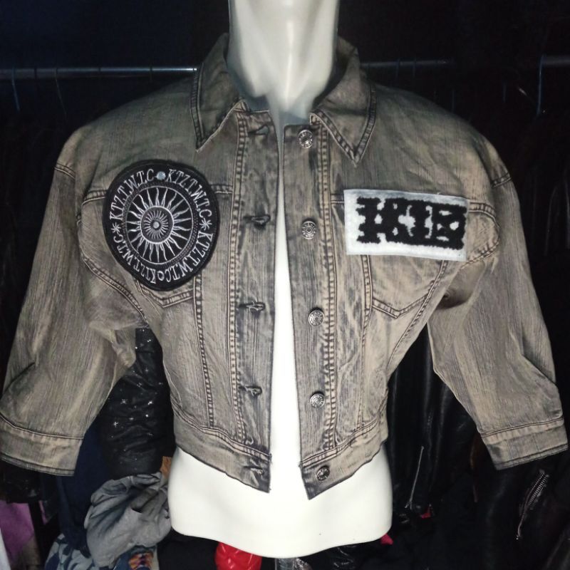 JAKET JEANS CROP LENGAN BALON 7/8 SECOND BRAND/THRIFT/PREELOVE