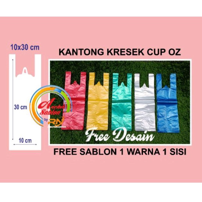 [100 pcs] Kantong kresek gelas cup free  Sablon