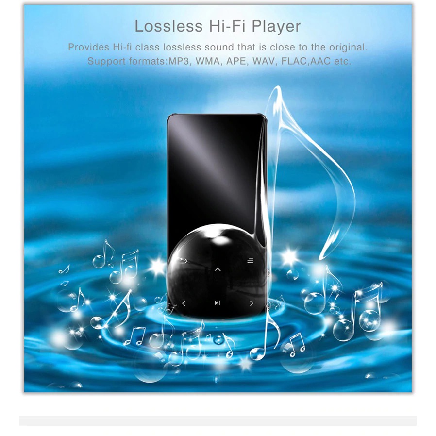 Tengsen MP3 Player Digital Audio Player Bluetooth Touchscreen 8GB - X3 - Black - 7RPL03BK