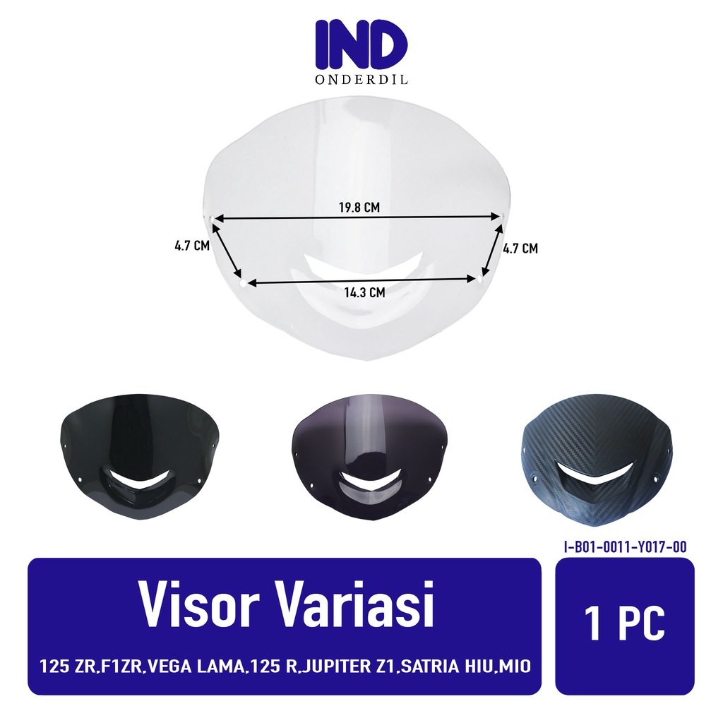 Visor-Windshield-Winsil-Winshild-Wind Shield-Sil-Shild 125ZR-125Z-125 Z-ZR &amp; F1ZR &amp; Vega Lama &amp; Jupiter Z1 &amp; Satria Hiu &amp; Mio Hitam-Bening-Riben-Carbon-Karbon