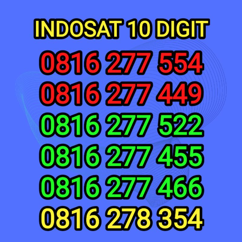 NOMOR CANTIK INDOSAT OOREDOO 10 DIGIT NOMER HOKI