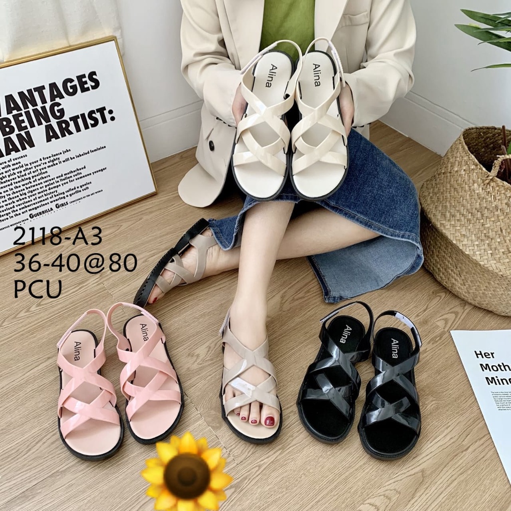 Sandal Karet Jelly Wedges Wanita Import Model Fashion KoreaTerbaru Original Kekinian by AGUNG STYLE Balance 2118-A3