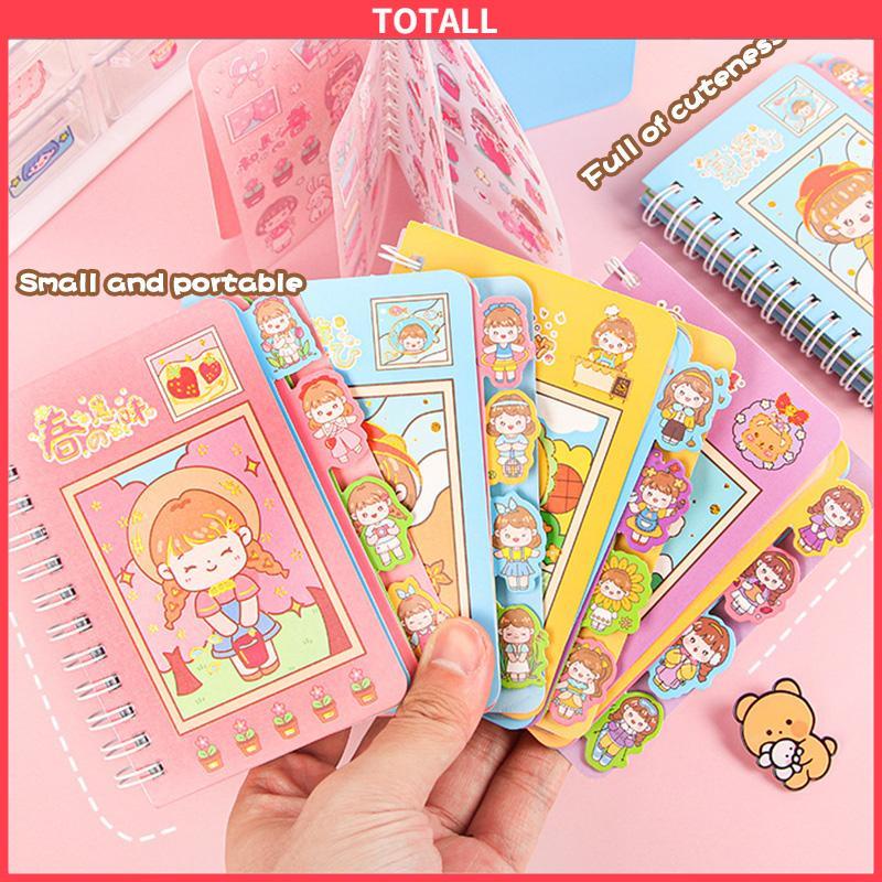 COD Buku Catatan Lucu Siswa Scrapbook Coil  Buku Portabel  Dengan Stiker Di Dalamnya-Totall