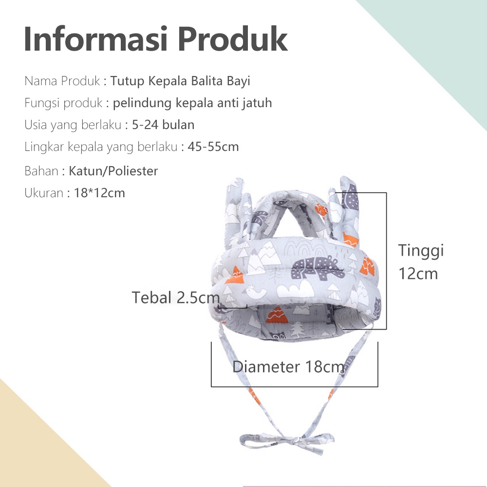 BEVAVAR Topi Pelindung Kepala Bayi Anti Bentur Lucu Baby Head Protector Helm Bayi Pelindung Kepala