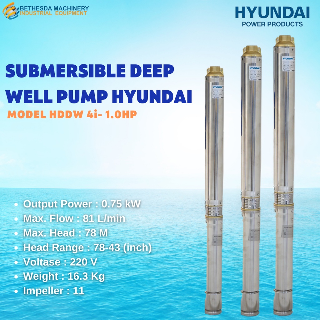 Pompa Air Celup Hyundai HDDW 4i -1.0HP/ 1.5HP - Submersible Pump 4Inch
