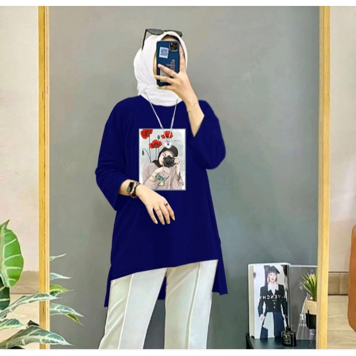 JOSJOLI_STORE/Tunik Hijab Camera/Atasan Wanita Dewasa Lengan 7/8/Fit XL