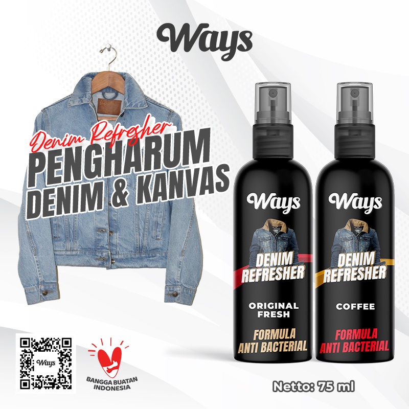 WAYS Denim Kanvas Refresher Spray Pengharum Penghilang Bau Tidak Sedap Gatal Jamur Celana Jaket Sepatu Helm Jins - 75 ml