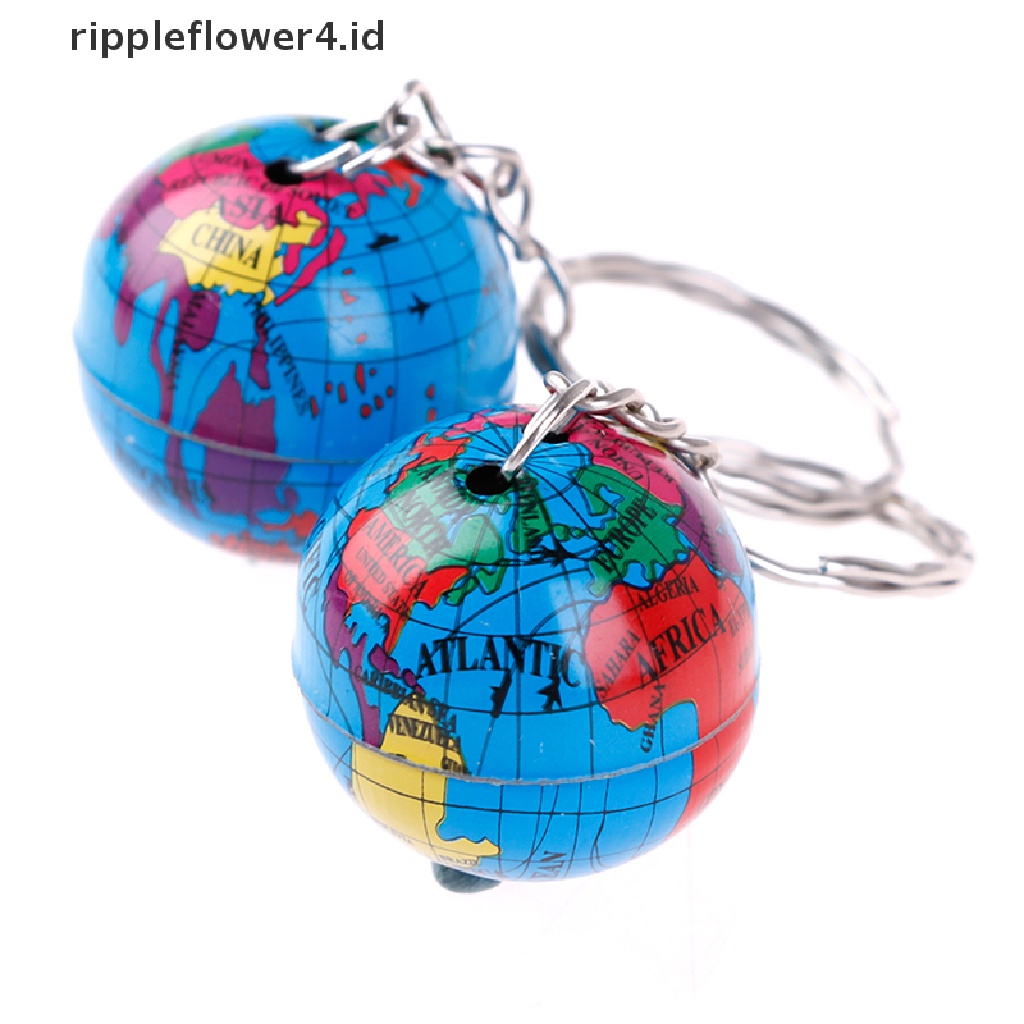 {rippleflower4.id} 2 Pcs Peta Dunia Globe Gantungan Kunci Perhiasan Bola Dunia Bumi Seni Liontin Gantungan Kunci Hadiah~