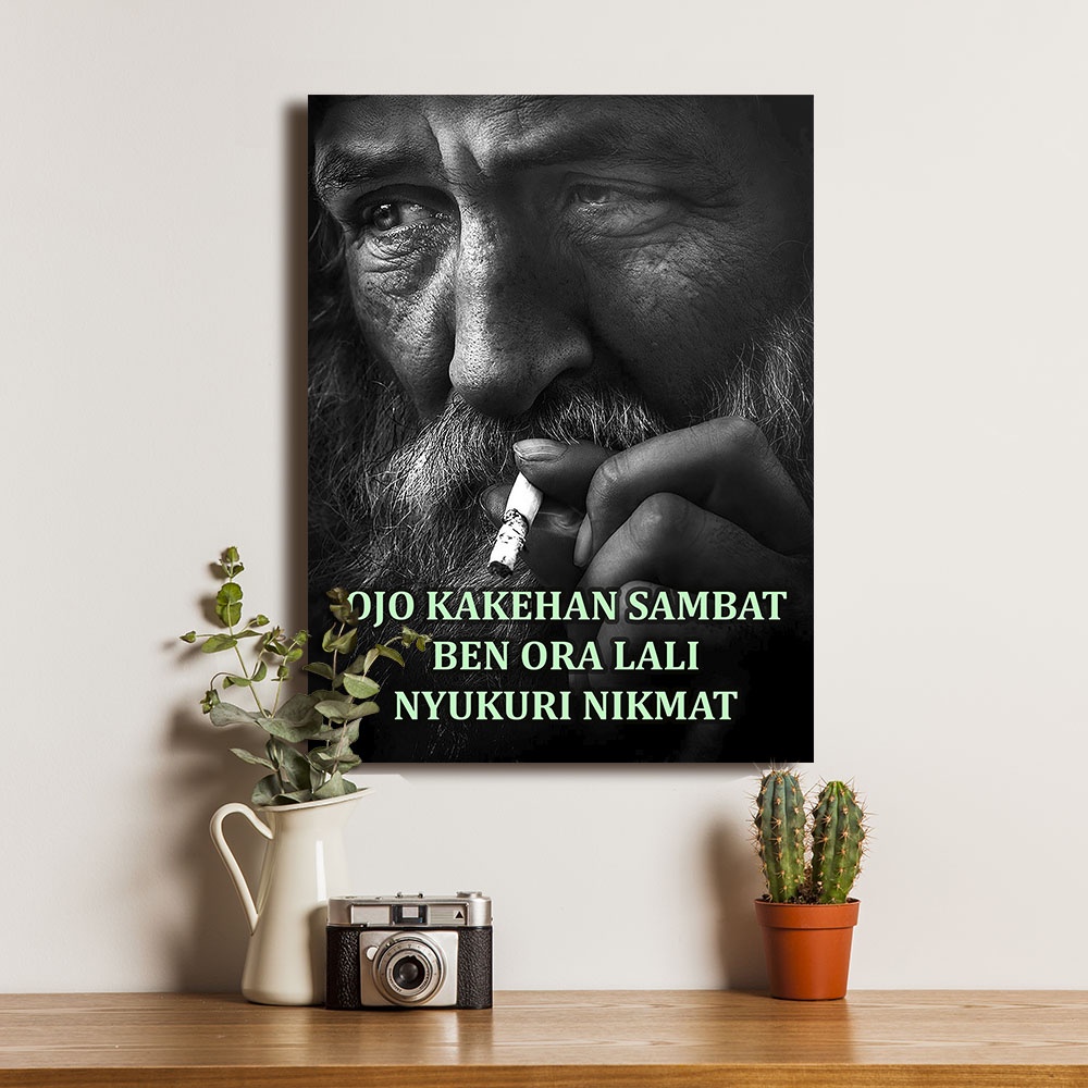 Poster Dekorasi Hiasan Dinding Kayu Quotes Jawa Ojo Kakehan Sambat Ben Ora Lali Nyukuri Nikmat