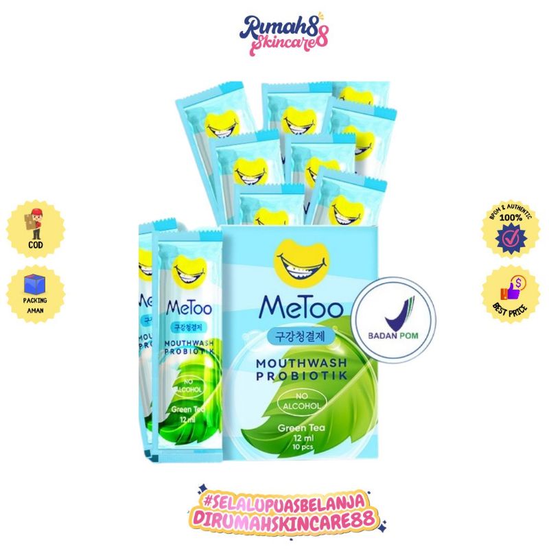 MEETOO MouthWash Portable  Green Tea 10x12ml/Obat Kumur Probiotik