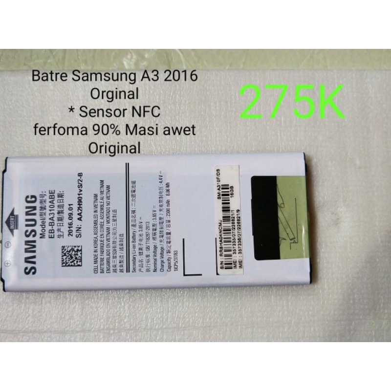 Baterai Samsung galaxy A3 2016