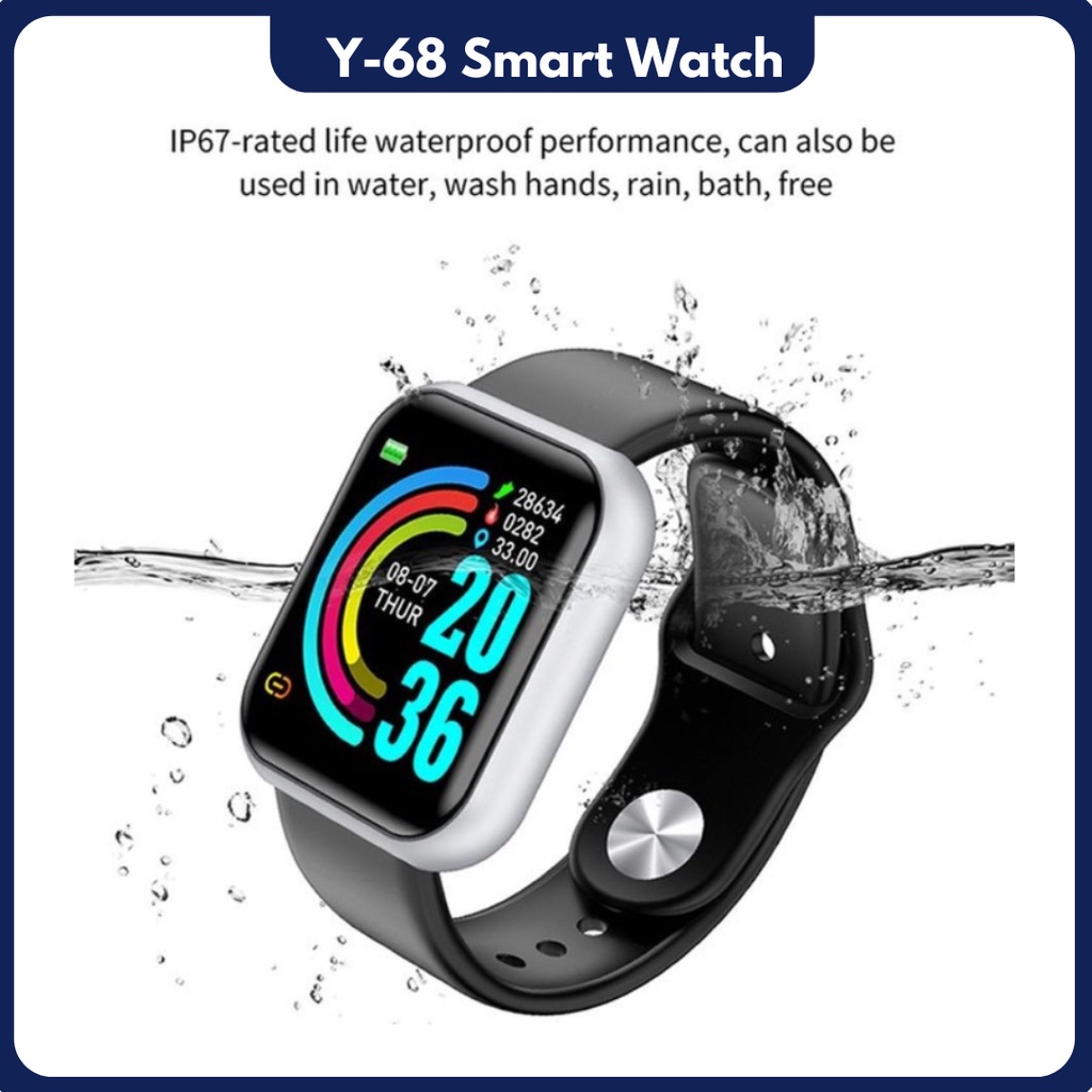 Smartwatch wanita Y68 Smart watch Y68 Waterproof smartwatch Bluetooth Fitness Tracker Musik Watch y68 Smartband Y68 Smart band