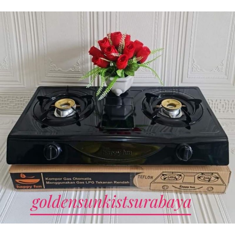 kompor gas 2 tungku happy fun teflon