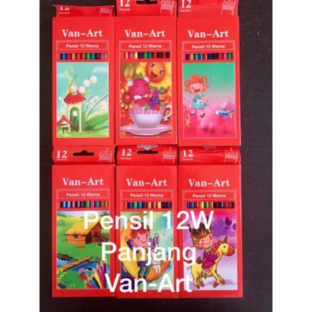 

⇭ (HARGA per set 12 warna) Pensil 12W Panjang Van-Art, pensil 12 warna panjang, た