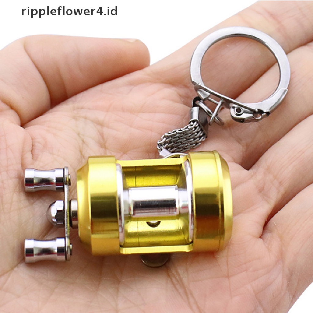 {rippleflower4.id} 1pcs Alloy Gulungan Pancing Drum Liontin Gantungan Kunci Kunci Roda Kunci Memancing Luar Ruangan~