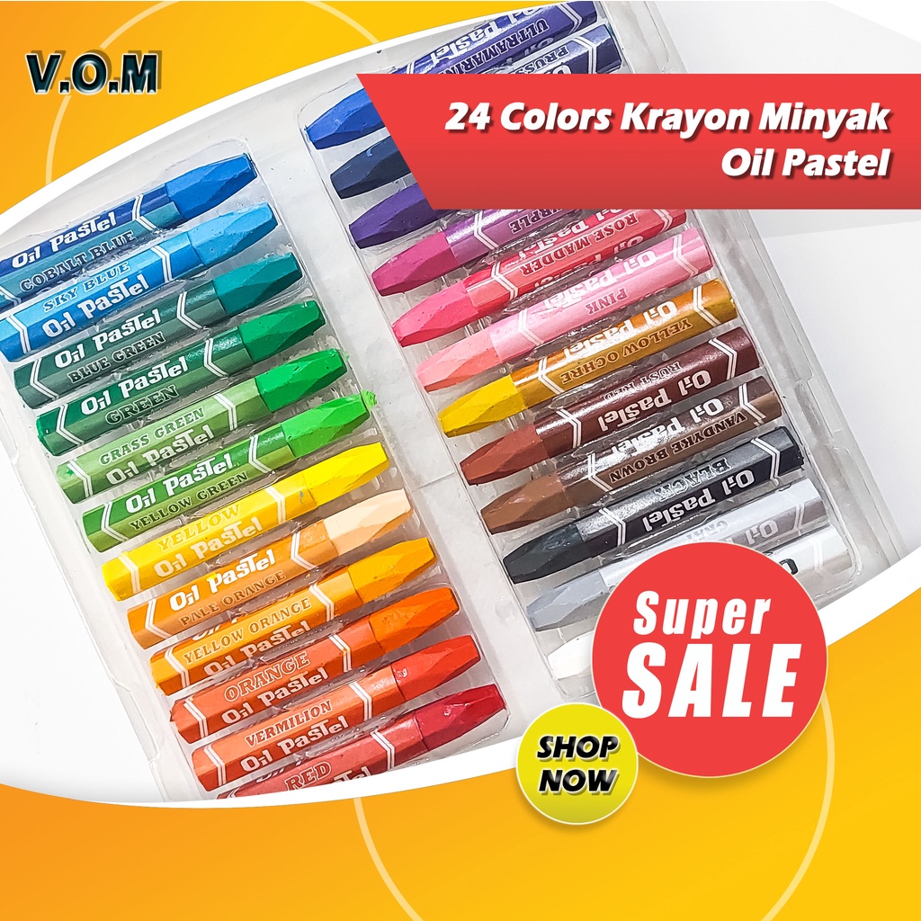 24 Colors Krayon Minyak Oil Pastel Crayon School Oil Pastels 0862