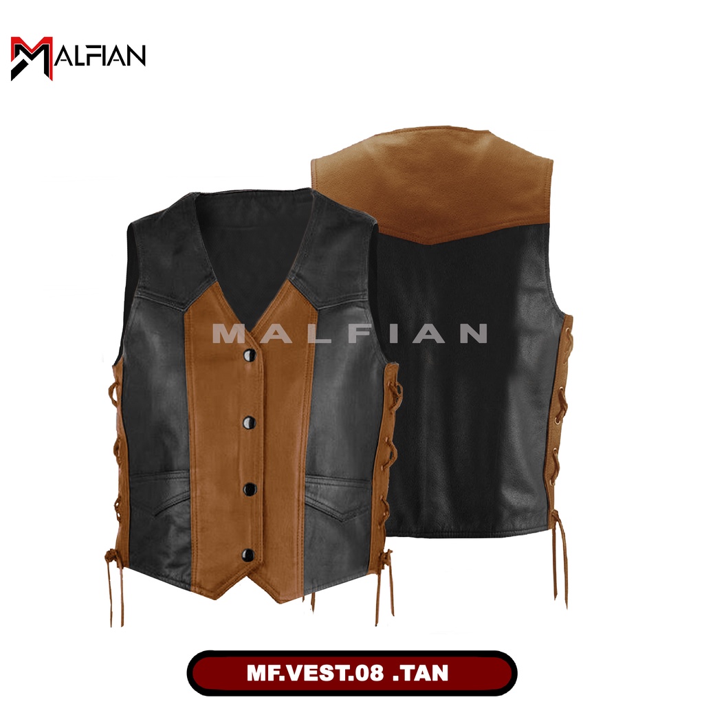 Rompi Pria Bikers Pilihan Rompi Kulit Asli Sintetis Motor dan Koboy MF.VEST.08