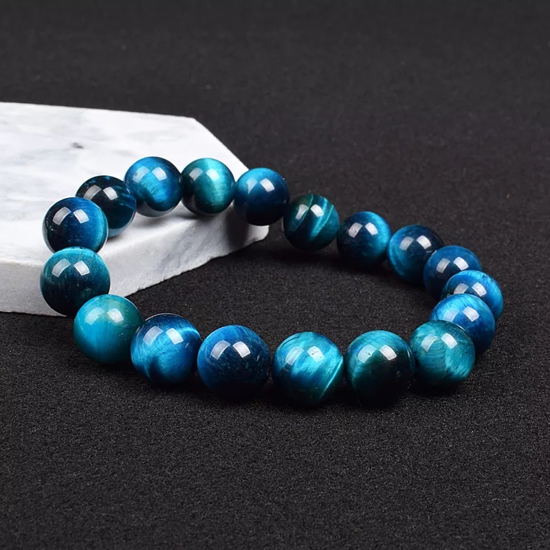 Borneo Estetika - Gelang Batu Pria Asli Batu Alam Kalimantan Natural Gemstone Tiger Eye Warna Biru