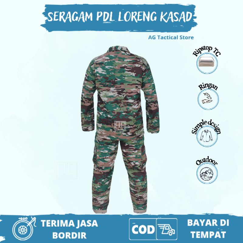 Setelan PDL TNI Loreng Kasad / Multicam / NKRI Terbaru / Malvinas / Seragam PDL Velbed