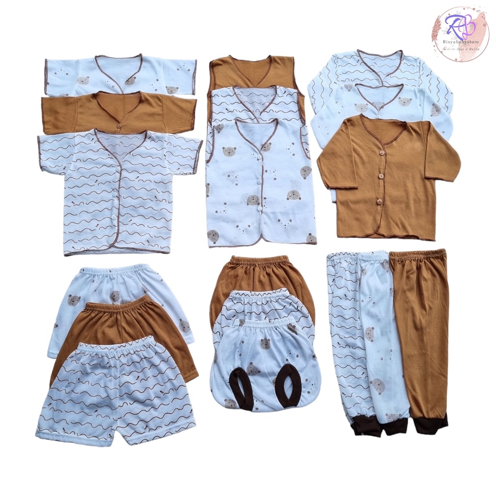 Pakaian bayi baru lahir set gift baby newborn setelan bayi panjang 9 stel baju bayi seri milo 18 pcs baju dan celana pendek bayi baru lahir