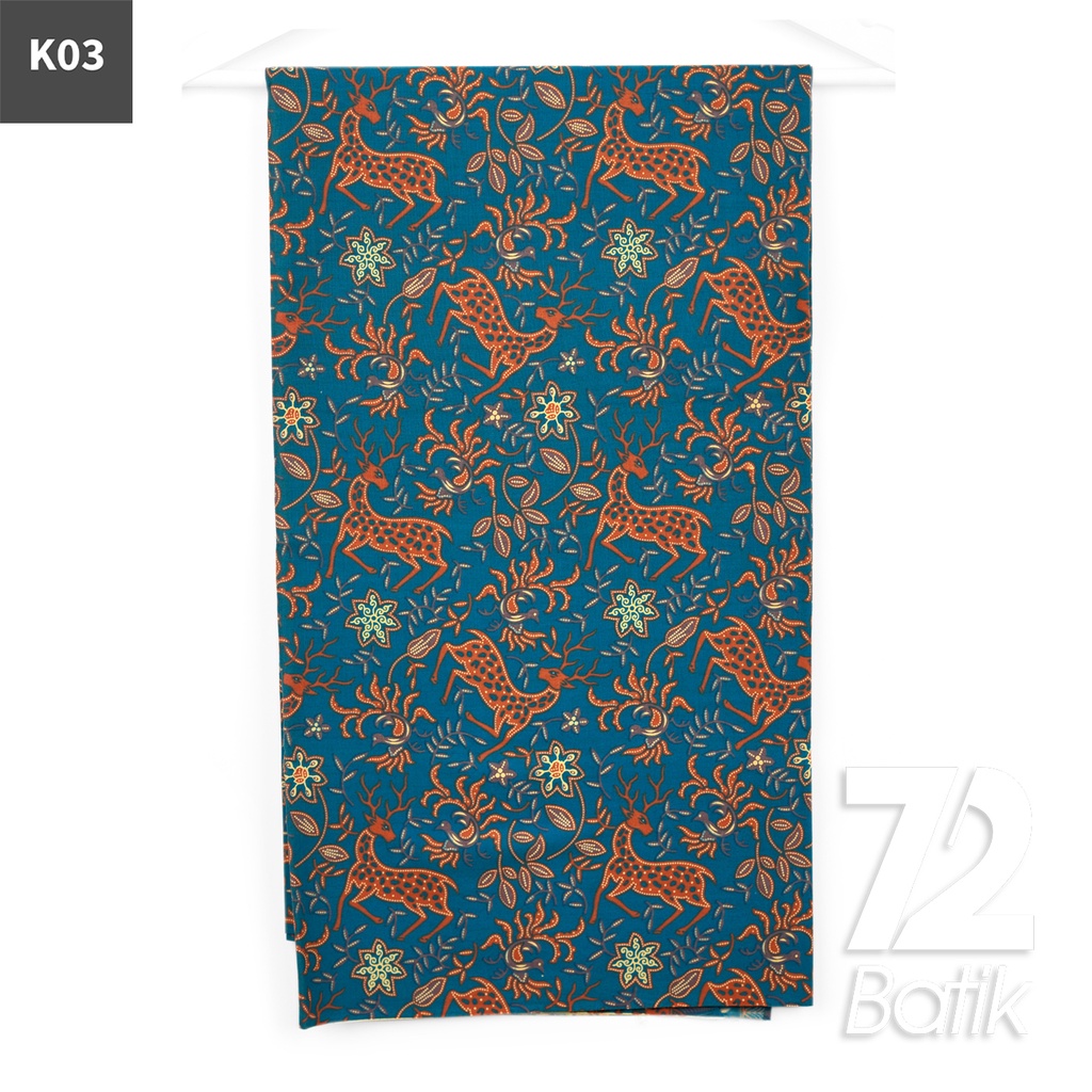 KAIN BATIK PREMIUM Bahan Katun Motif Rusa Kutub Warna Tosca 723056 Cap 72IL Jarik Jarit Samping Kebat Panjang Batik Katun Modern Premium Bahan Seragam Batik Pernikahan Kantor Keluarga Murah Kamen Jadi Batik Bali Lembaran