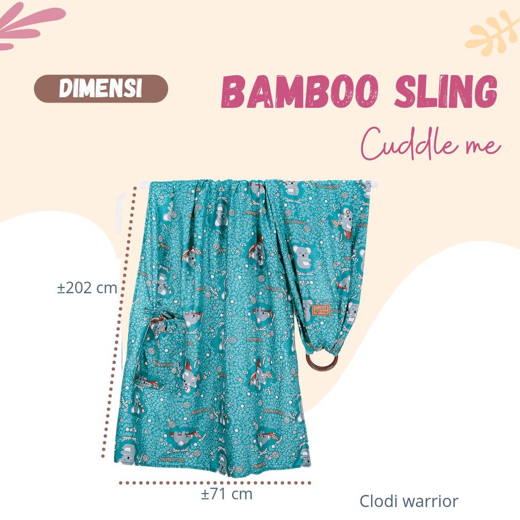 Cuddle Me Bamboo Ring Sling Polos motif Gendongan Bayi Samping Multifungsi bisa dipakai newborn support M shape