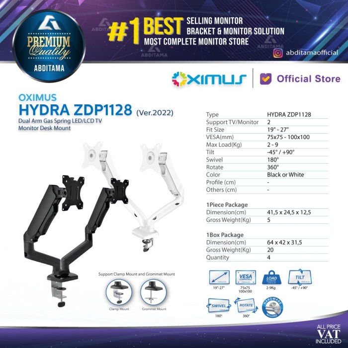 Brack Bracket Tv Monitor Led Lcd Gas Spring Oximus Zdp1128 1128 Tilt Swivel