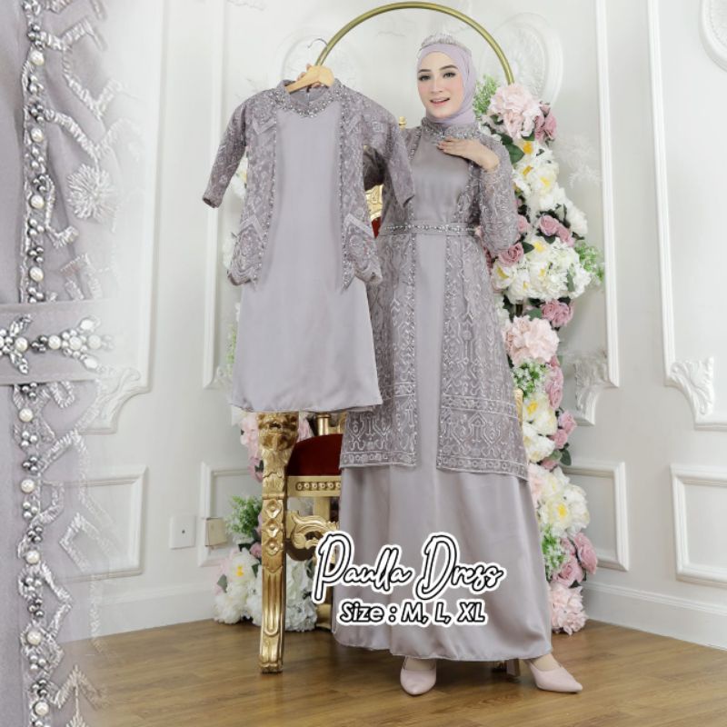 Permata Olshop / Couple Kebaya Gamis Paula Couple Ibu dan Anak / Kebaya Gamis Modern / Gamis Pesta Mewah / Gamis Modern / Gamis Kondangan