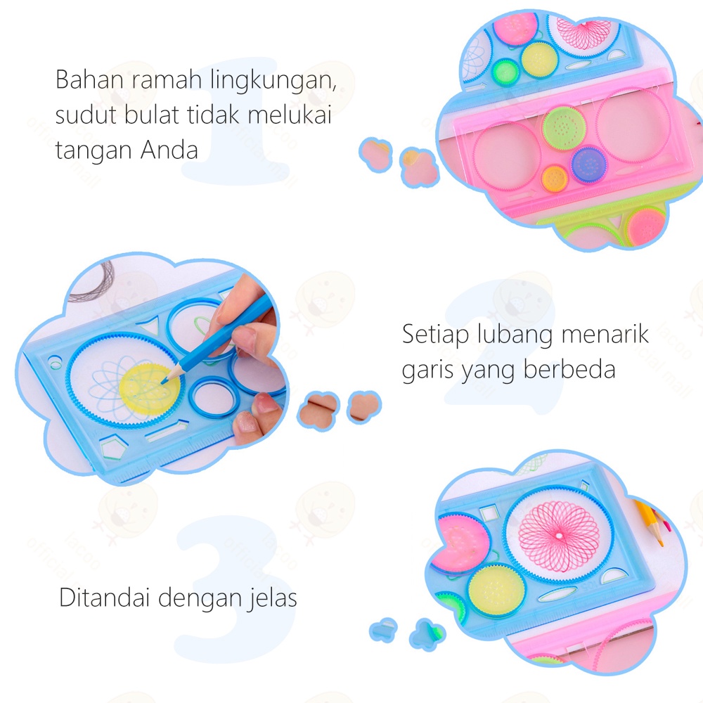 Poney Penggaris garisan rotary pattern bunga Penggaris rotari kembang Magic spirograph geometric ruler