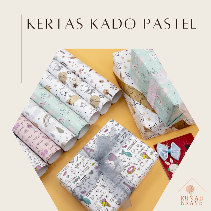 

RUMAH KRAVE - Kertas Kado Cartoon Pastel Lucu Kelinci Love Polkadot