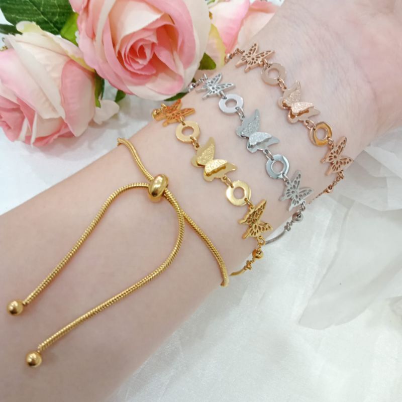 gelang serut titanium fashion kupu