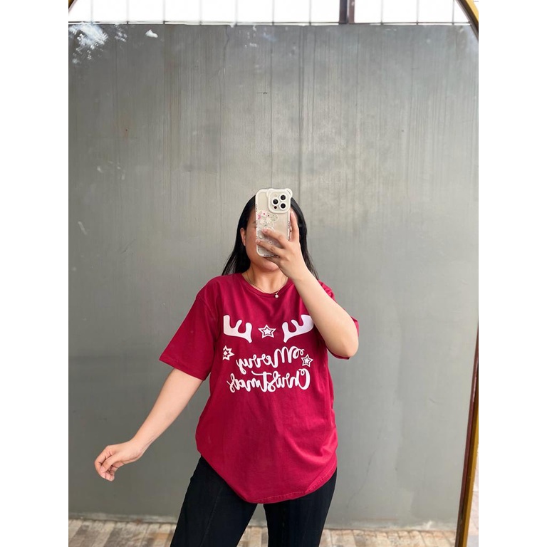 MERRY CHRISTMAS COLLECTION MERRY NATAL | BAJU KAOS TUMBLR TEE TSHIRT HIJAU BOTOL OVERSIZE | PUTIH | 