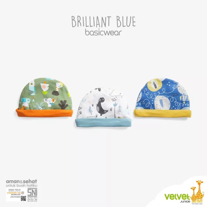 Topi Bayi Velvet Junior Brilliant Blue 1 Pcs