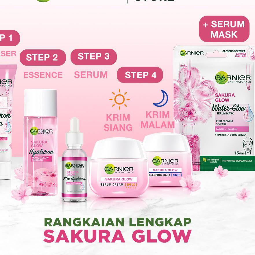 ㅃ Garnier Sakura Glow Kit Day &amp; Night Cream - Moisturizer Skincare Krim Siang Malam (Light complete) →