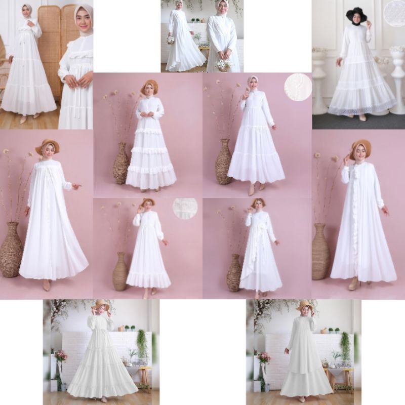 Gamis ceruty putih polos / gamis putih / gamis susun / gamis wanita / gamis ceruti putih/ baju putih