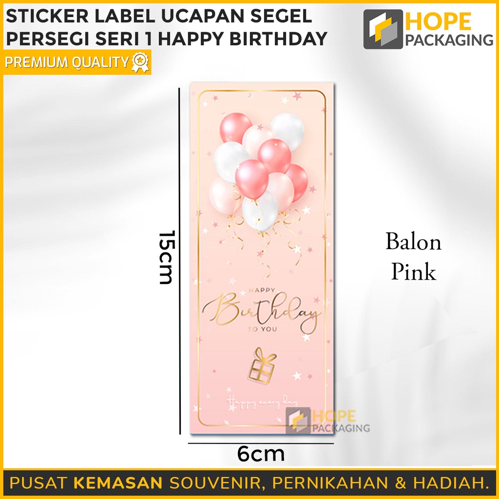 [ 1 pack isi 50 ] Sticker Label Ucapan Tulisan Hapyy birtday Uk. 6x 15 cm stiker kotak lucu packing hampers souvenir makanan