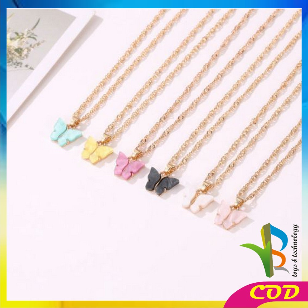 RB-K76 Kalung Kupu Kupu Butterfly Kalung Rantai Akrilik Kupu Kupu Korean Fashion Kalung Rantai Wanita Aesthetic Import Ala Korea