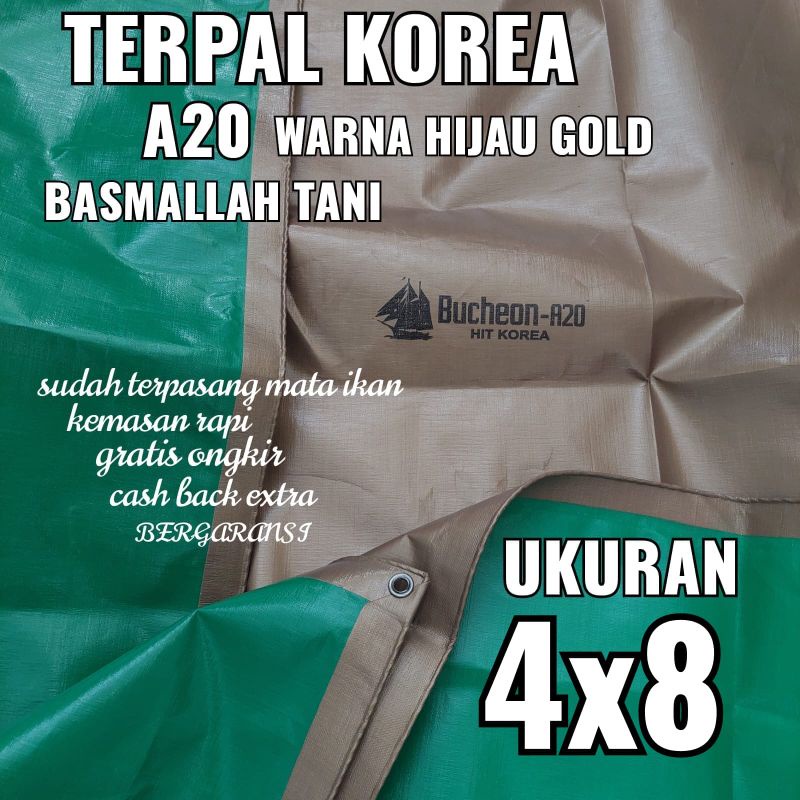 Terpal KOREA A20 Warna Hijau Gold ukuran 4x8 meter merk TRECK