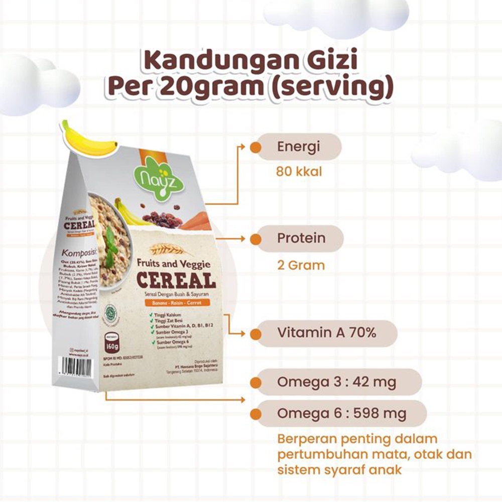 Nayz Cereal Anak 160gr Sereal Bayi Dengan Buah dan Sayuran